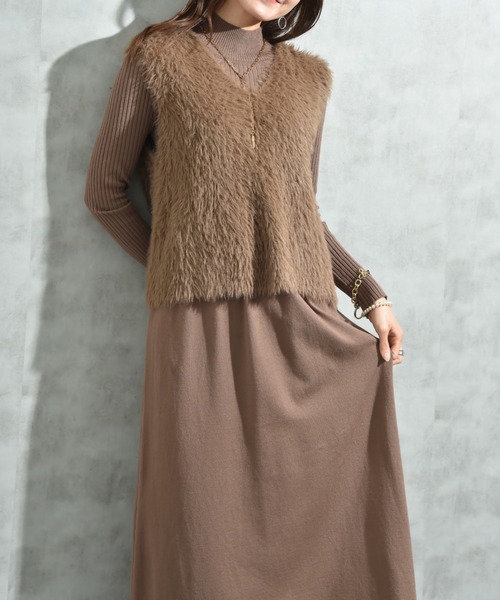 INTERPLANET（インタープラネット） ワンピース シャギーニットセット