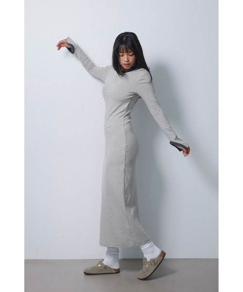 ALEXIA STAM（アリシアスタン） ワンピース Striped Long Sleeve Dress