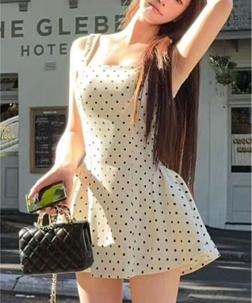 AsheKsha ワンピース 「新作」フレンチポルカドットワンピース