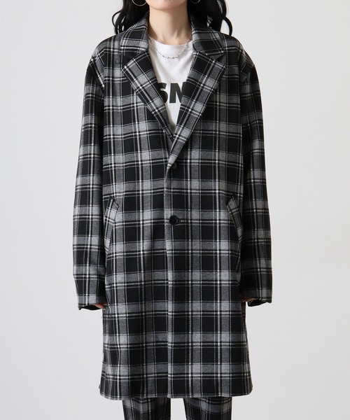 MMMM チェスターコート コート ジャガードチェックセットアップ メンズ