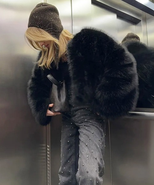 コート アウター フェイクファーショート丈ジャケット レディース