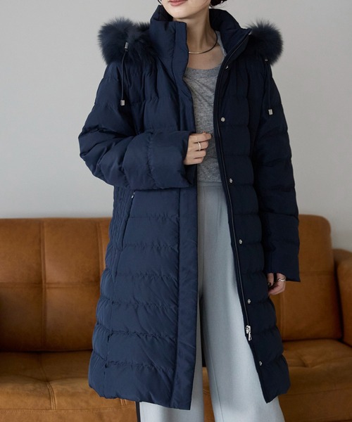 ＆HALF ダウンコート ダウンジャケット 3WAYフォックスファーダウン