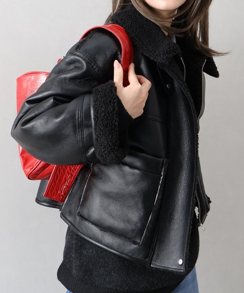 SpRay（スプレイ） ブルゾン アウター フェイクレザーボアZIPブルゾン