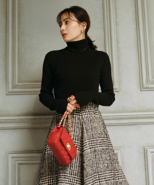 anuans（アニュアンス） スカート ウールチェックツイードフレア