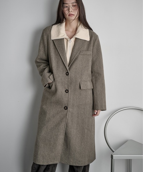 THE Yon コート チェスターコート ヘリンボーンツイードチェスター