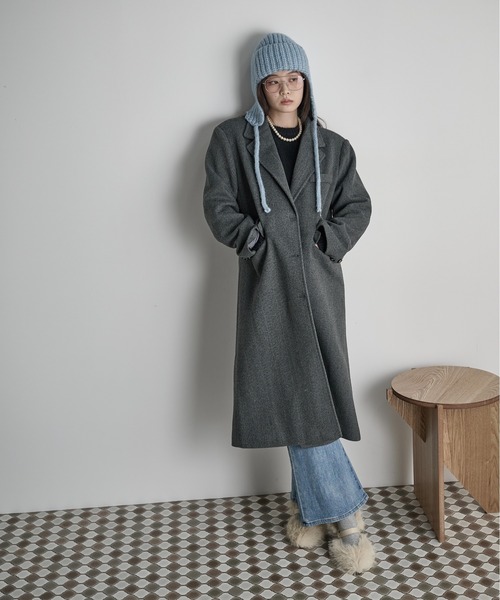 THE Yon コート チェスターコート ヘリンボーンツイードチェスター