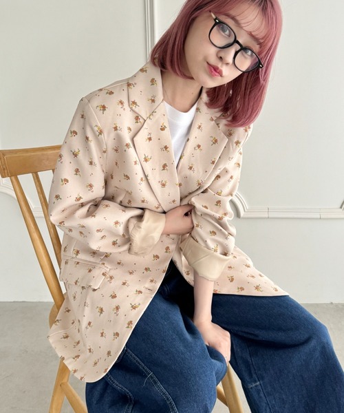 SOLLON.（ソルロン） ジャケット テーラードジャケット 小花柄オーバー