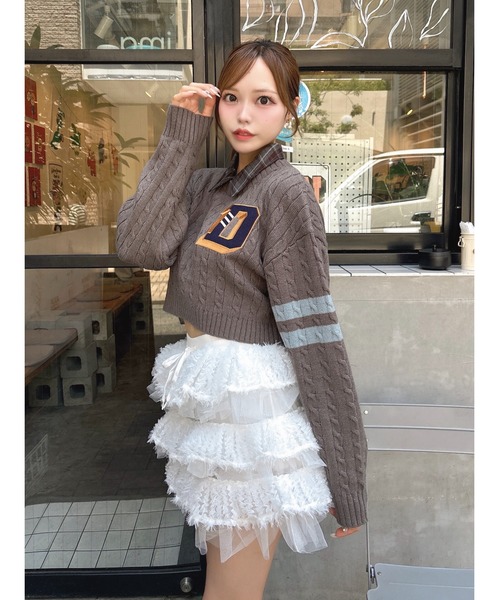 Darich（ダーリッチ） ニット セーター カレッジワッペンショート