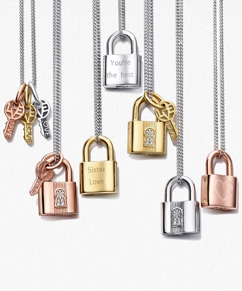 PANDORA（パンドラ） チャーム ローズ パドロック＆キー ダングル
