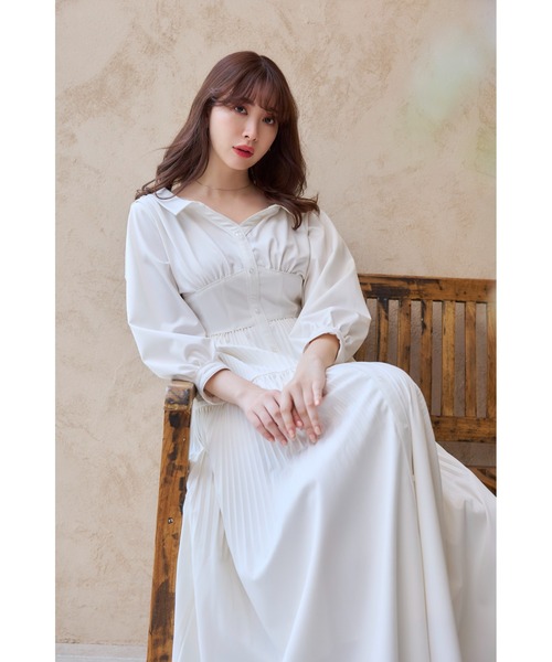 Her lip to ワンピース Pleated Open Shirt Dress : ZOZOTOWN Yahoo!店