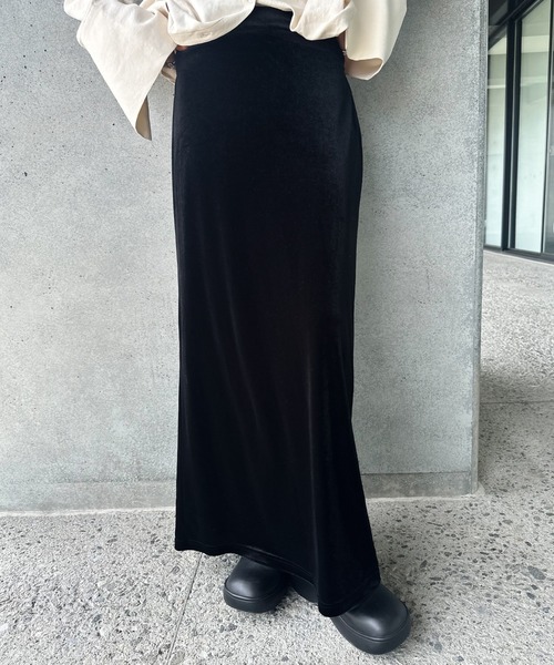 スカート ベロアIラインロングスカート「スタイルアップ」 : ZOZOTOWN