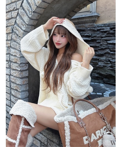 Darich（ダーリッチ） パーカー ケーブルDDロゴVネックニットフーディ