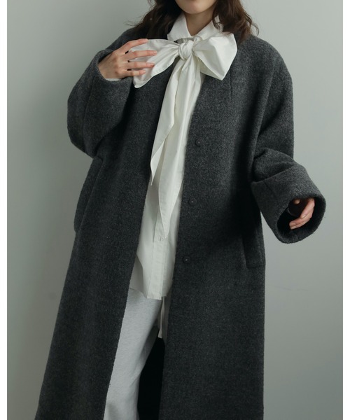 anuke（アンヌーク） ステンカラーコート コート Collarless Cocoon
