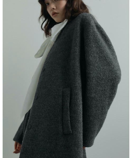 anuke（アンヌーク） ステンカラーコート コート Collarless Cocoon