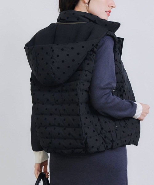 PICCIN PERLA ダウンベスト ベスト フロッキードットリバーシブル