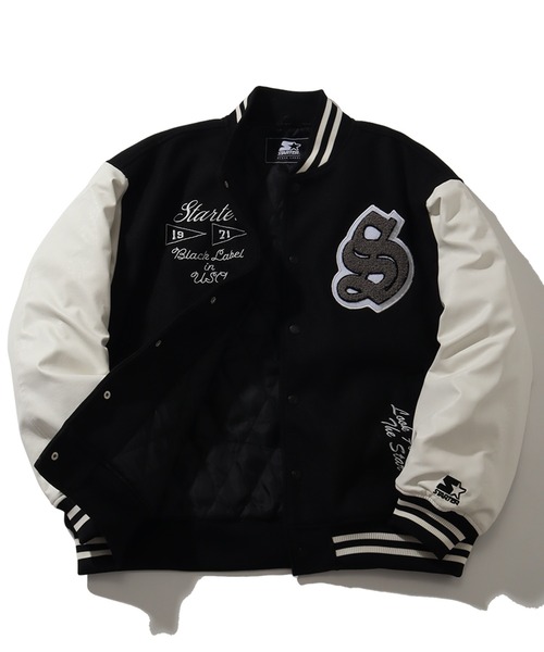 STARTER（スターター） スタジャン 袖 PU フェイク メルトン 中綿