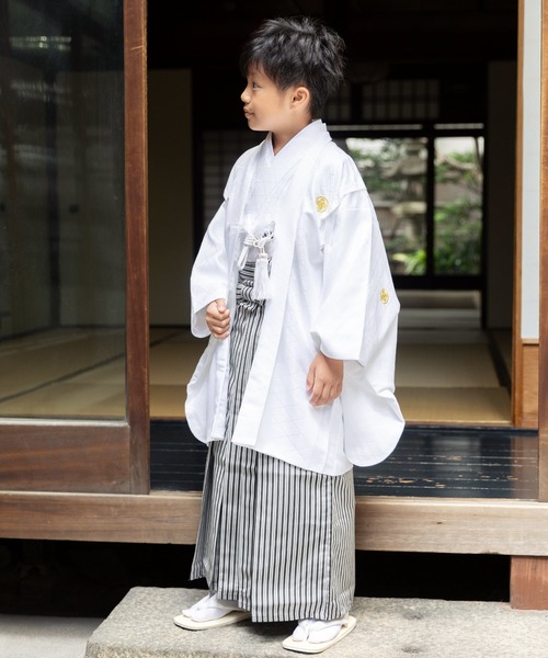 KIMONOMACHI 着物 ボーイズ 羽織袴セット 男の子 10歳 13歳 金刺繍紋