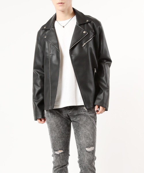 TopIsm（トップイズム） 革ジャン ライダース 合成皮革 ダブル