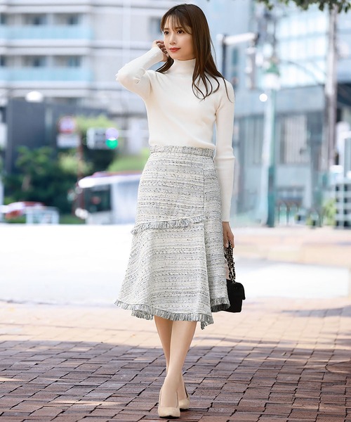 GIRL DRESS FOR NOW スカート ツイードイレギュラーヘムスカート