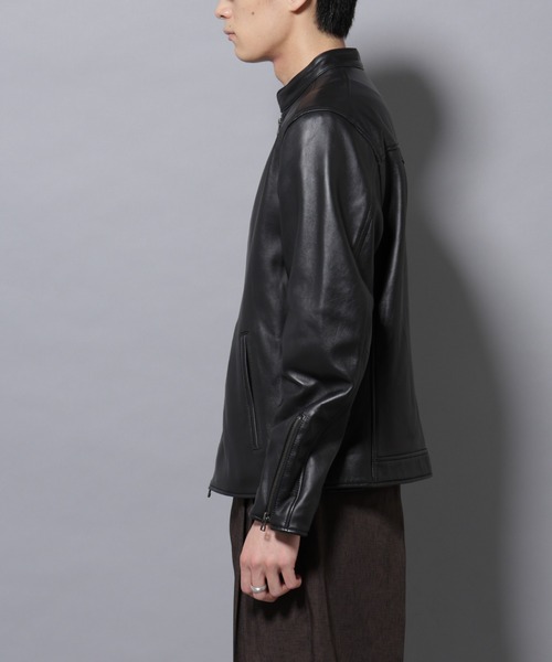 NANO universe（ナノ・ユニバース） 革ジャン ライダース バンドカラー