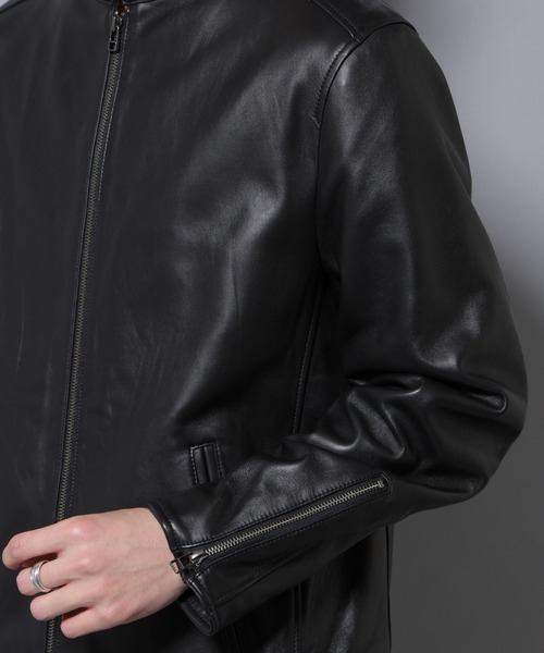 NANO universe（ナノ・ユニバース） 革ジャン ライダース バンドカラー