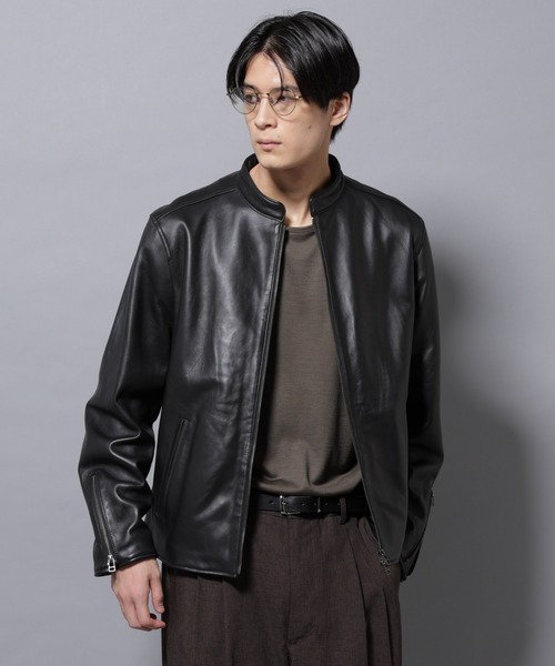 NANO universe（ナノ・ユニバース） 革ジャン ライダース バンドカラー