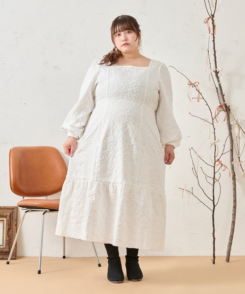 Louiosy（ルオシー） ワンピース 「大きいサイズ」フラワージャガード