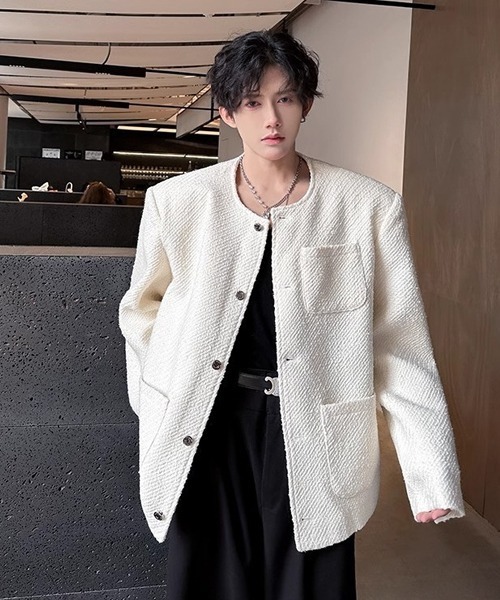 Ressaca（レサーカ） ジャケット ノーカラージャケット ツイードノー