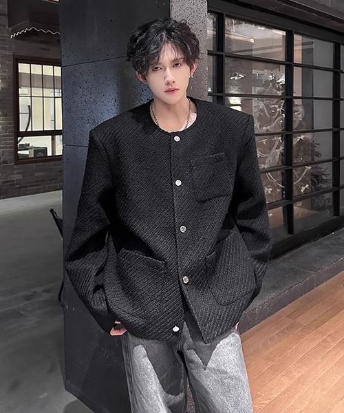 Ressaca（レサーカ） ジャケット ノーカラージャケット ツイードノー