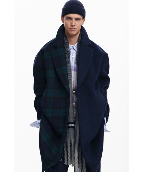 Desigual（デシグアル） チェスターコート コート チェック柄×アート柄