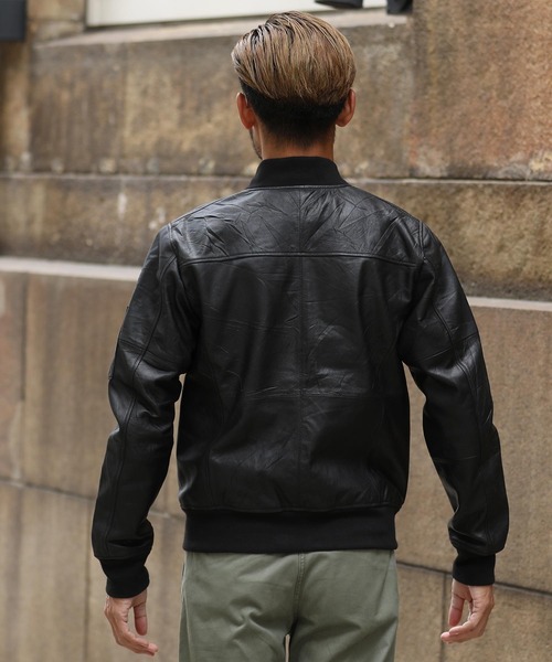 roshell（ロシェル） ma1 ma-1 リプロダクトレザー 本革 MA-1タイプ