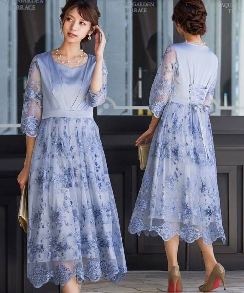 niana（ニアナ） ドレス サテン×レース切り替えシースルー結婚式