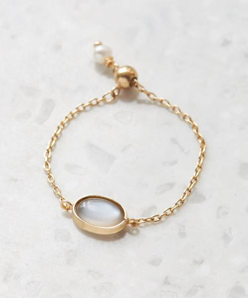 JUPITER 指輪 リング 「K10」天然石チェーンリング/ピンキー/サイズ