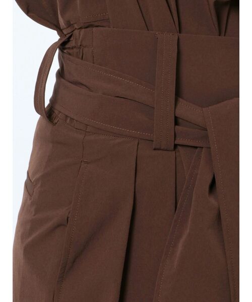 赤川英 パンツスーツ ブラウン リボンタイ ウエストリボン 日本製 楽天