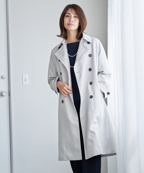 IKKA LOUNGE トレンチコート コート 撥水ロングトレンチコート