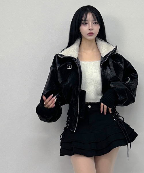 FOLLOWIN（フォロウィン） レザージャケット ライダース ボアカラー