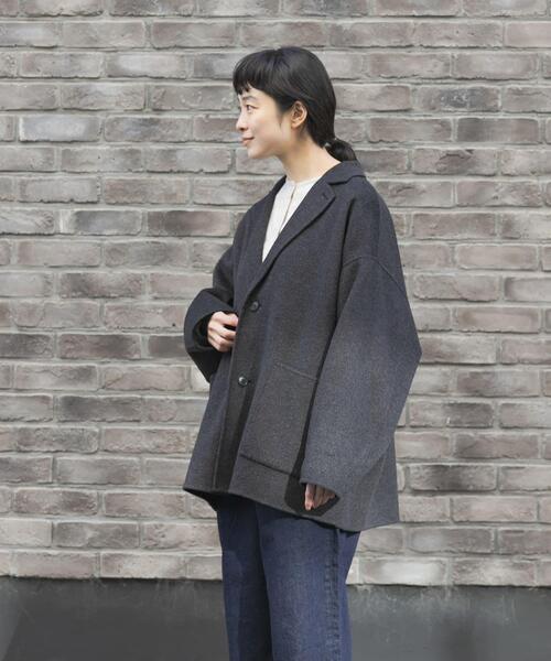 かぐれ コート アウター ウールテーラードショートコート レディース