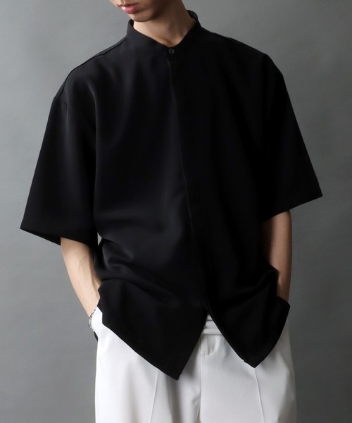 SITRY（シトリー） シャツ Polyester twill Drape Band Collar shirt