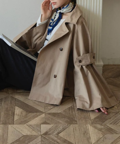 RANCLIC トレンチコート コート ベルスリーブショートトレンチコート