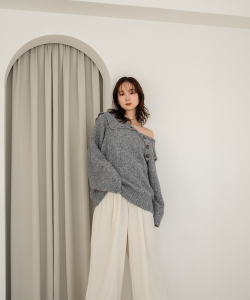 mideal（マイディール） ニット セーター one shoulder knit / ワン