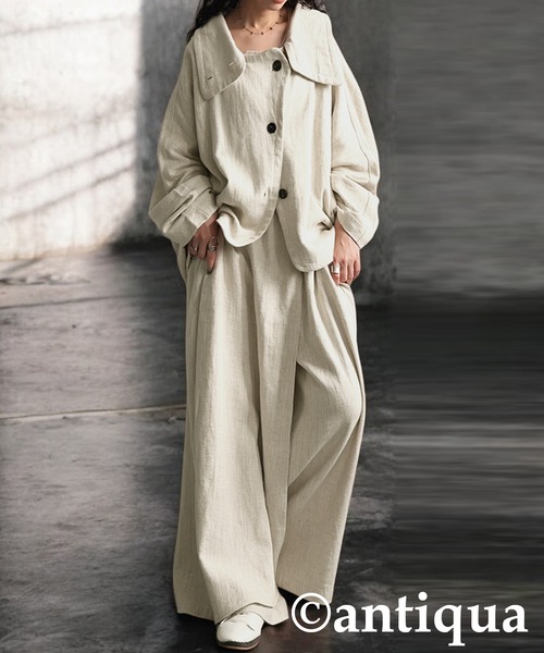antiqua（アンティカ） コート アウター リネンコクーンジャケット