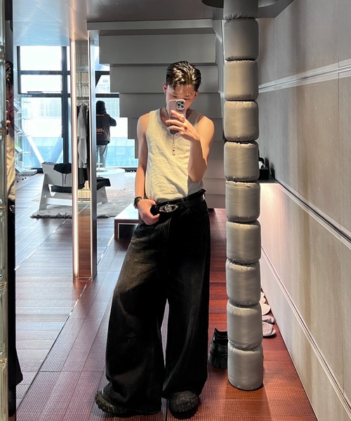 MASONPRINCE ジーンズ サイドベルト ワイドフレアデニムパンツ NZK6069