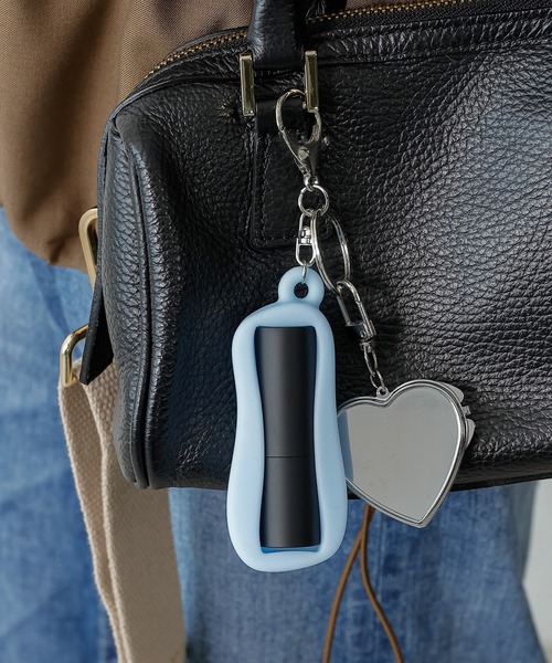 emesuelee キーケース シリコンリップケース ハートモチーフミラー付き