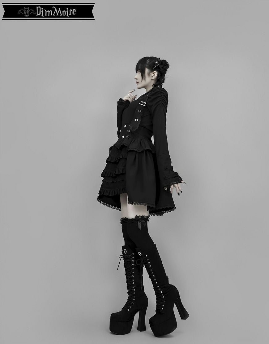 DimMoire【ディムモアール】夢纏うサスペンダースカート/Black