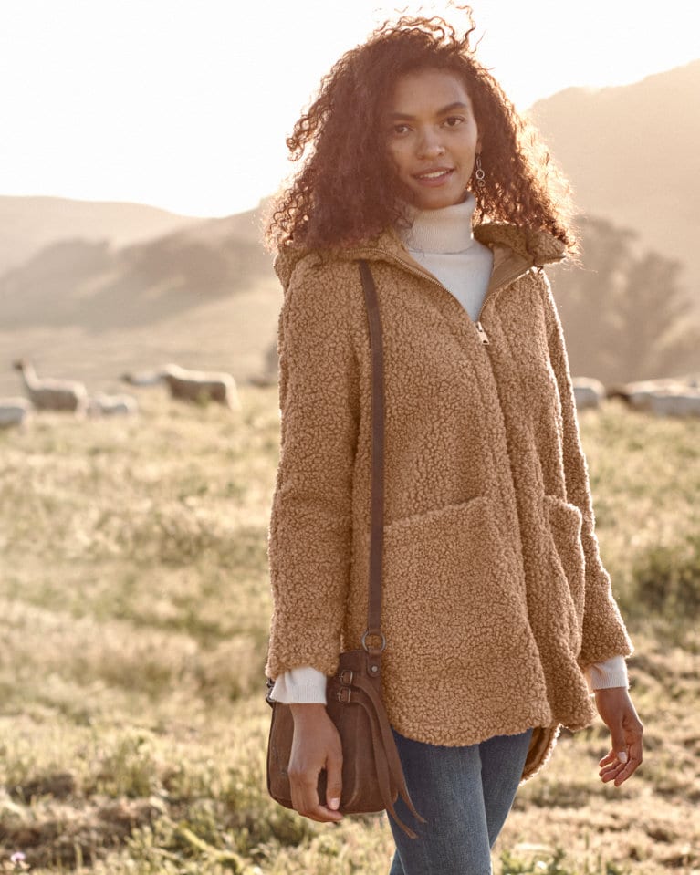 Andrew Marc Faux-Sherpa Hooded Duffle Coat | Garnet Hill