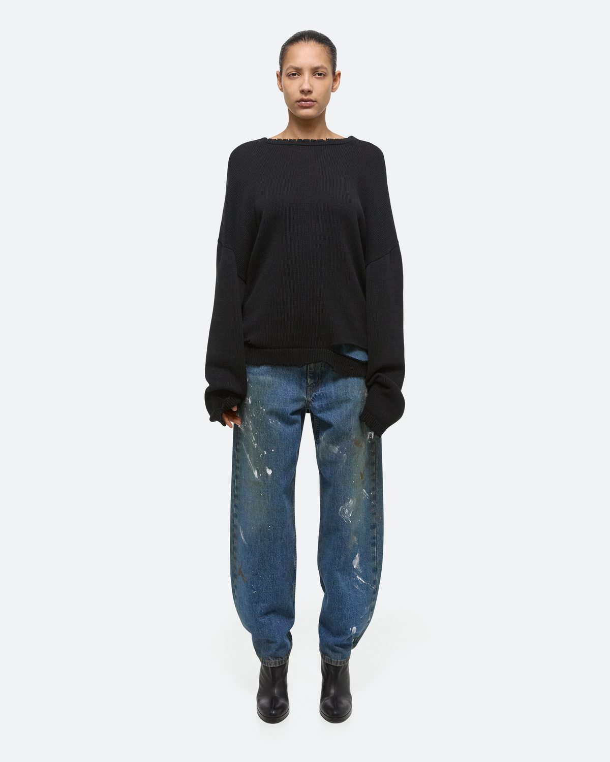 Helmut Lang Distressed Ribbed Sweater | HELMUTLANG.COM