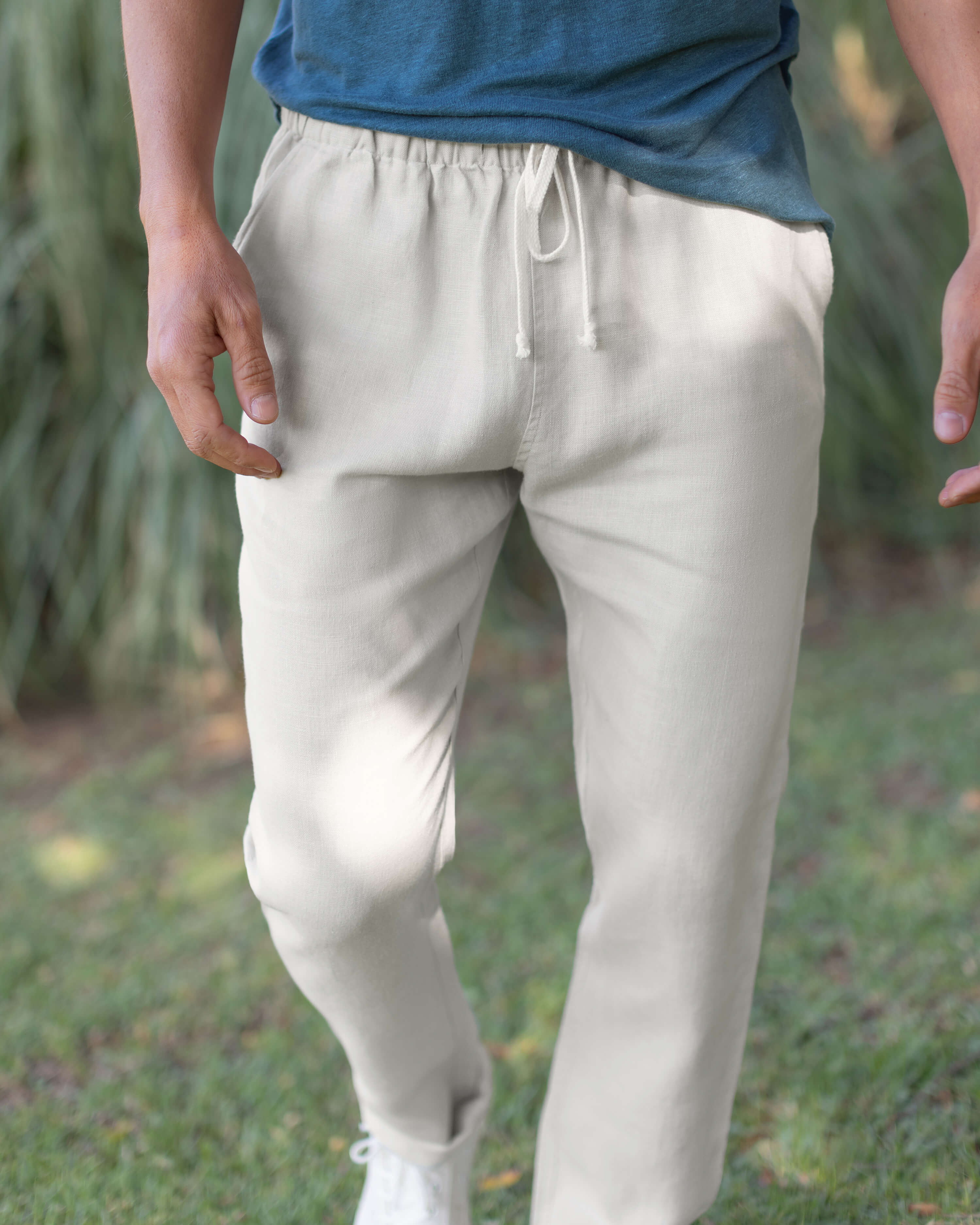 Bo Linen Drawstring Pants - Sustainable French Linen / Natural