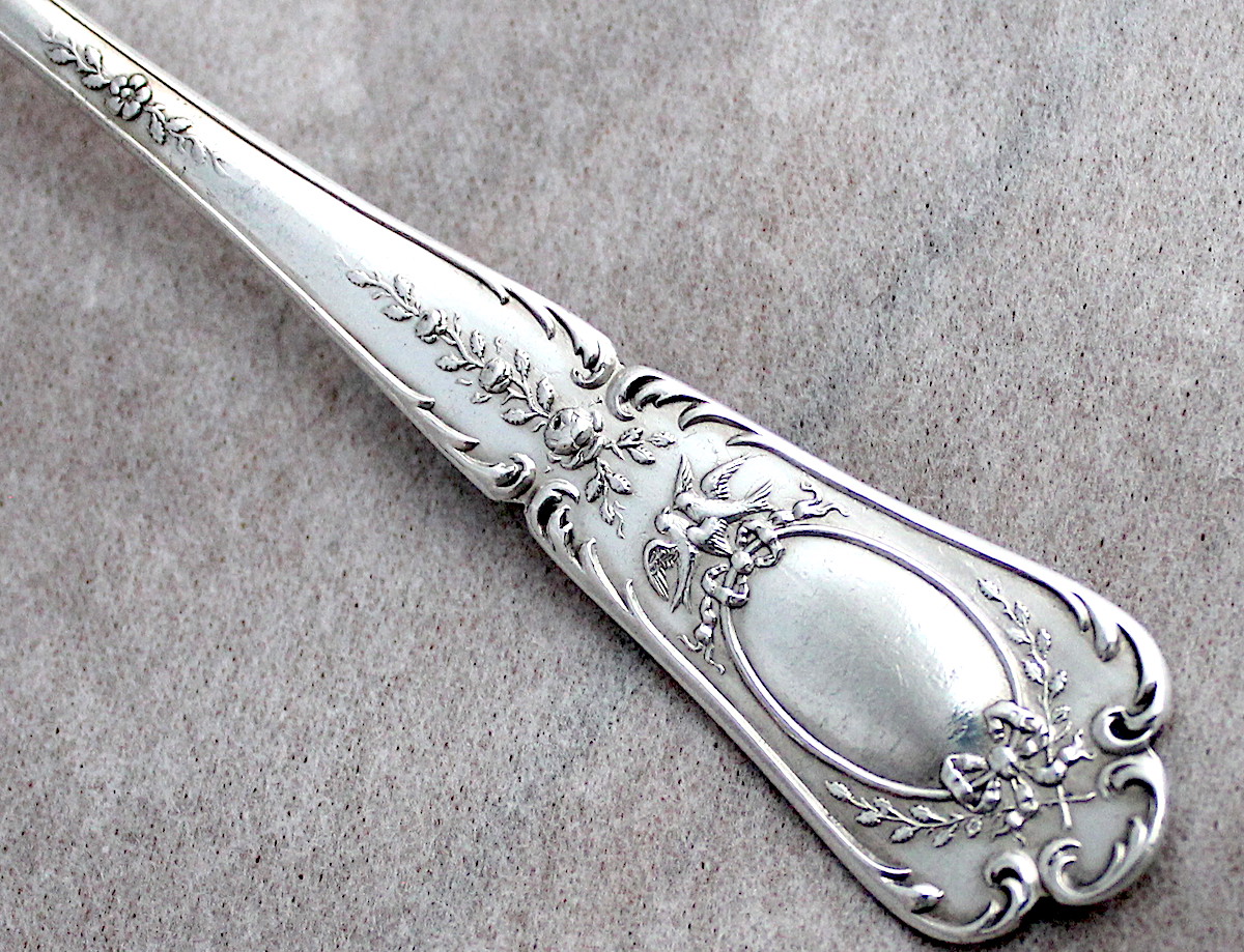 Sold : ピュイフォルカスプーン6本フレンチシルバー950,リボン、薔薇