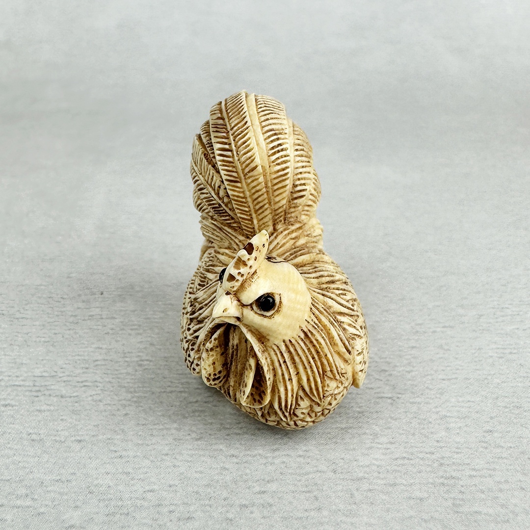 古美術 雨蛙象牙 根付 鶏