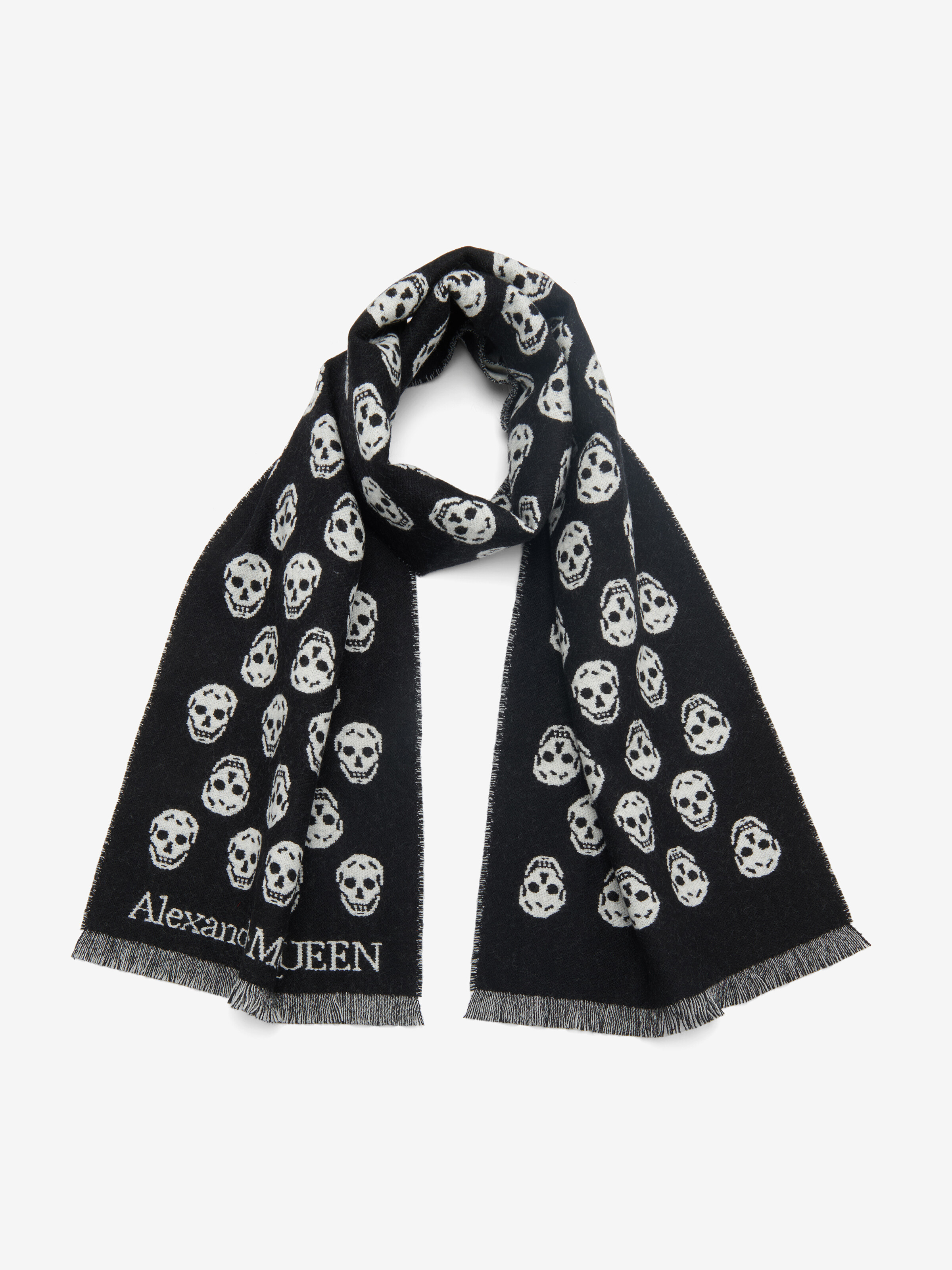 Women's Skull Scarf in Black | McQueen US